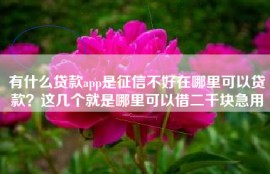 有什么贷款app是征信不好在哪里可以贷款？这几个就是哪里可以借二千块急用