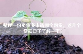 整理一份负债多申请哪个网贷，这几个贷款口子了解一下！