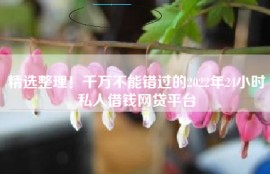 精选整理！千万不能错过的2022年24小时私人借钱网贷平台