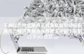 不查征信和负债的正规贷款借款软件有哪些？精选整理分享网黑全拒能下款的口子2022贷款app