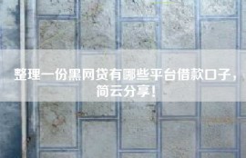 整理一份黑网贷有哪些平台借款口子，简云分享！