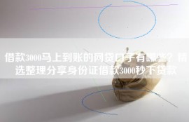 借款3000马上到账的网贷口子有哪些？精选整理分享身份证借款3000秒下贷款