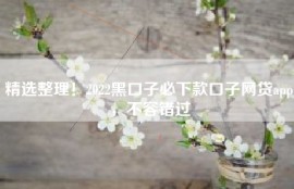 精选整理！2022黑口子必下款口子网贷app，不容错过