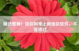 精选整理！贷款利率上限借款软件，不容错过