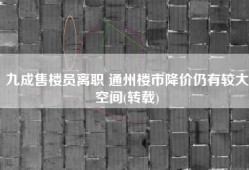 九成售楼员离职 通州楼市降价仍有较大空间(转载)