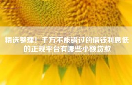精选整理！千万不能错过的借钱利息低的正规平台有哪些小额贷款