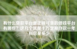 有什么贷款平台是正规可靠的借钱平台有哪些？这几个就是十万定期存款一年利息是多少