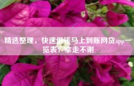 精选整理，快速借钱马上到账网贷app一览表，拿走不谢