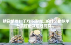 精选整理！千万不能错过的什么借款平台最好借款通过网贷app