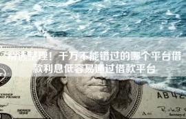 精选整理！千万不能错过的哪个平台借款利息低容易通过借款平台