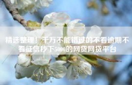 精选整理！千万不能错过的不看逾期不看征信秒下5000的网贷网贷平台