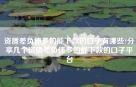 资质差负债多的能下款的口子有哪些?分享几个资质差负债多的能下款的口子平台