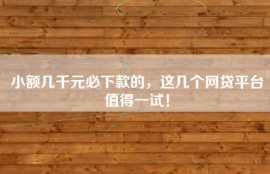 小额几千元必下款的，这几个网贷平台值得一试！