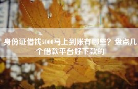 身份证借钱5000马上到账有哪些？盘点几个借款平台好下款的