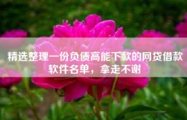 精选整理一份负债高能下款的网贷借款软件名单，拿走不谢