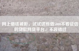 网上借钱被拒，试试这些借5000不看征信的贷款网贷平台，不容错过