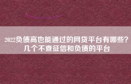 2022负债高也能通过的网贷平台有哪些？几个不查征信和负债的平台
