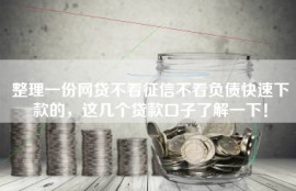 整理一份网贷不看征信不看负债快速下款的，这几个贷款口子了解一下！