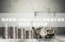 精选整理一份借1000块钱去哪里借小额贷款名单，拿走不谢