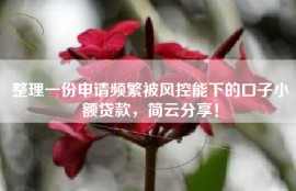 整理一份申请频繁被风控能下的口子小额贷款，简云分享！