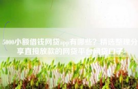 5000小额借钱网贷app有哪些？精选整理分享直接放款的网贷平台网贷口子