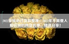 2022审核必过贷款整理：2022年不需要人脸识别的网贷名单，精选分享！