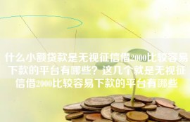什么小额贷款是无视征信借2000比较容易下款的平台有哪些？这几个就是无视征信借2000比较容易下款的平台有哪些