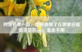 网贷名单一览，信用逾期了在哪里还能借贷贷款app，拿走不谢