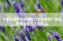 不看征信秒下款借款口子有哪些？精选整理分享几个贷款app