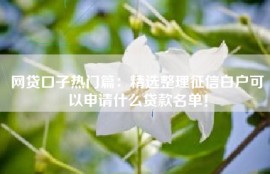 网贷口子热门篇：精选整理征信白户可以申请什么贷款名单！