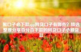 黑口子必下款app网贷口子有哪些？精选整理分享百分百下款的网贷口子小额贷款