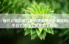 有什么借款软件是网贷逾期还能借钱的平台？这几个就是必下款app