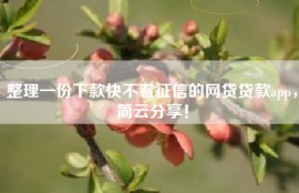 整理一份下款快不看征信的网贷贷款app，简云分享！