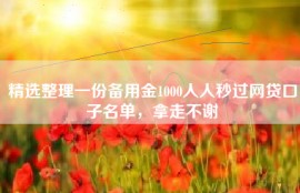 精选整理一份备用金1000人人秒过网贷口子名单，拿走不谢