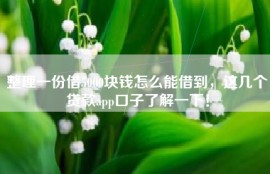 整理一份借5000块钱怎么能借到，这几个贷款app口子了解一下！