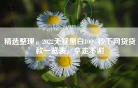 精选整理，2022无视黑白100%秒下网贷贷款一览表，拿走不谢