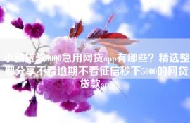 小额贷款5000急用网贷app有哪些？精选整理分享不看逾期不看征信秒下5000的网贷贷款app