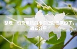 整理一份急用钱的小额贷款借款口子，简云分享！