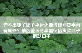 借不出钱了哪个平台还能借钱网贷平台有哪些？精选整理分享黑征信贷款口子借款口子