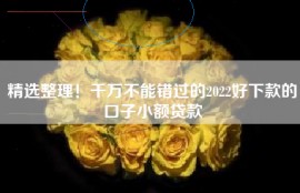 精选整理！千万不能错过的2022好下款的口子小额贷款