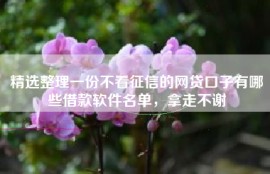 精选整理一份不看征信的网贷口子有哪些借款软件名单，拿走不谢