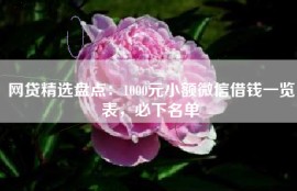 网贷精选盘点：1000元小额微信借钱一览表，必下名单