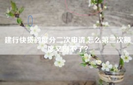 建行快贷额度分二次申请,怎么第二次额度又刷不了？