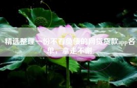 精选整理一份不看负债的网贷贷款app名单，拿走不谢