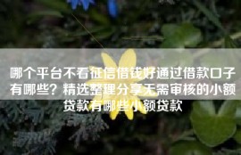 哪个平台不看征信借钱好通过借款口子有哪些？精选整理分享无需审核的小额贷款有哪些小额贷款