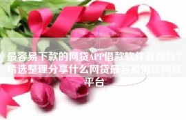 最容易下款的网贷APP借款软件有哪些？精选整理分享什么网贷最容易借钱网贷平台