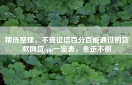 精选整理，不查征信百分百能通过的贷款网贷app一览表，拿走不谢