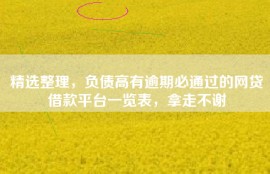精选整理，负债高有逾期必通过的网贷借款平台一览表，拿走不谢