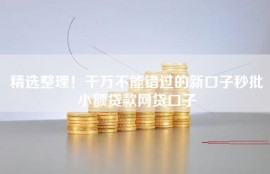 精选整理！千万不能错过的新口子秒批小额贷款网贷口子