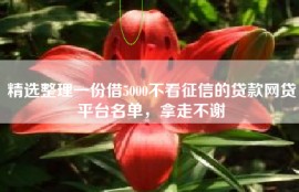 精选整理一份借5000不看征信的贷款网贷平台名单，拿走不谢
